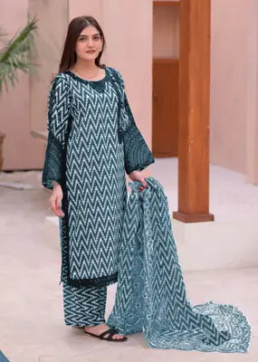 Pure Lawn Unstitced Priented Suit